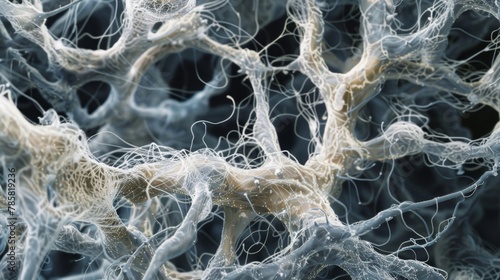 An electron microscope image of intertwined fungal hyphae highlighting the hidden and interconnected nature of these organisms as