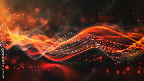 Glowing red and orange digital wave streams - A digital masterpiece showcasing streams of glowing red and orange particles, creating a sense of streaming data or energy flow
