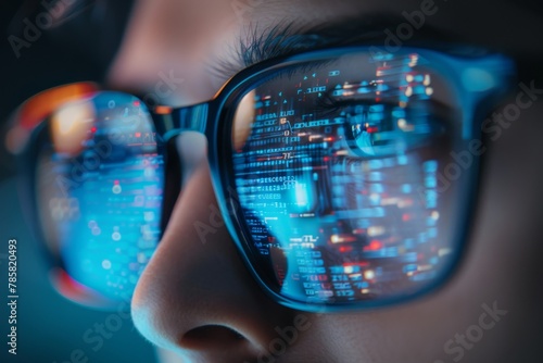 Reflection of digital data on glasses screen