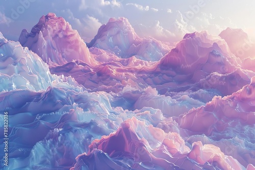 enchanting pastel colored landscape in dreamy cotton candy world generative ai art