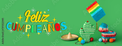 Mexican pinatas with sombre...