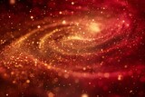 enchanting swirls of shimmering gold dust particles in luscious red fluid abstract background