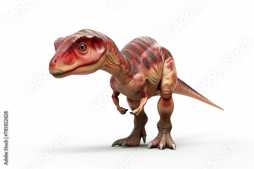 A cute baby dinosaur with red and white scales