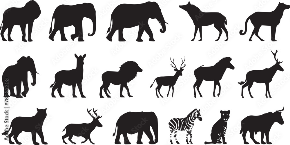 
set of animals silhouette