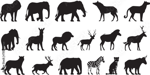  set of animals silhouette