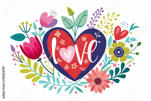 Love charming with flowers blooming on a white background.