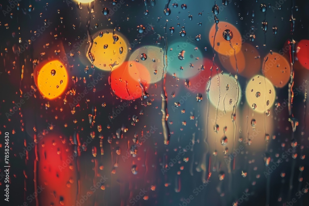 Raindrops on glass with city lights at night Raindrops on glass with city lights at night