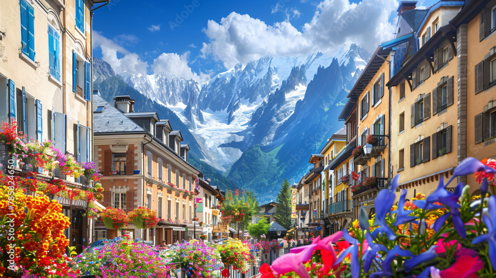 Chamonix Mont Blanc downtown among the French