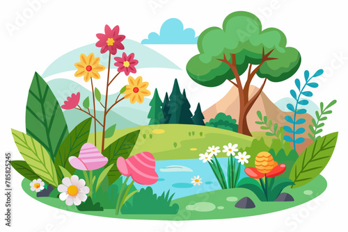 Nature's vibrant charm unfolds in a symphony of blooming flowers against a pristine white canvas.