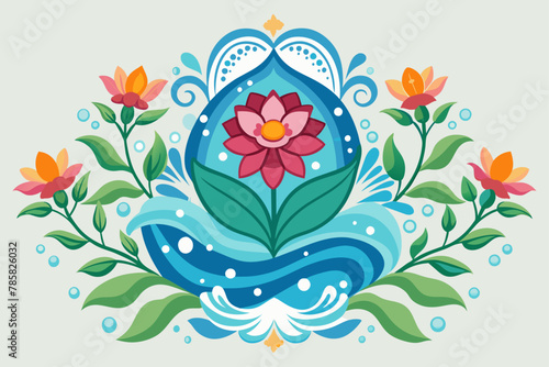 Ornate decoration with blooming flowers adorning a pristine white backdrop.