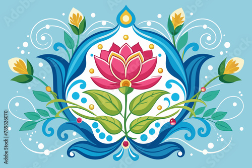 Ornate decoration with blooming flowers adorning a pristine white backdrop.