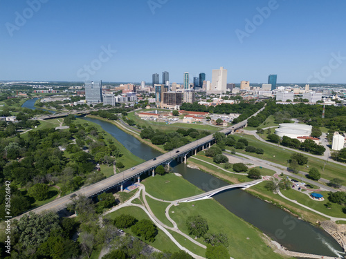 Fort Worth Texas Skyline and Trinity River Park