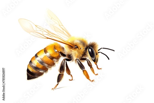Honeybee isolated on white background. Watercolor hand drawn illustration © hungryai