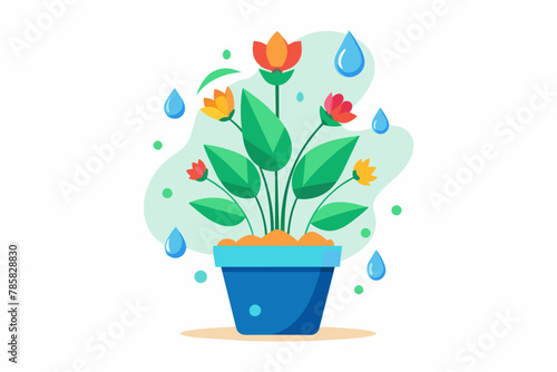 Charming potted flowers brighten a white background with vibrant blooms.