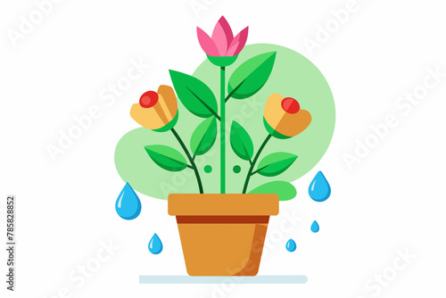 Charming potted flowers brighten a white background with vibrant blooms.