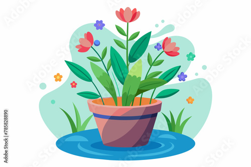Charming potted flowers in vibrant hues bring a touch of nature's beauty to a pristine white backdrop.