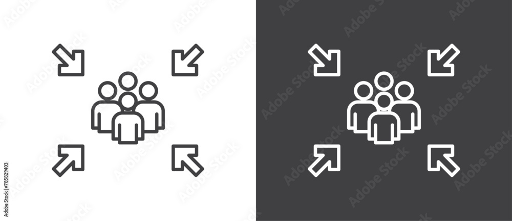 Line icon of Assembly point sign. gathering point signboard, Assembly point icon, emergency evacuation icon symbol, assembly sign vector illustration in black and white background.