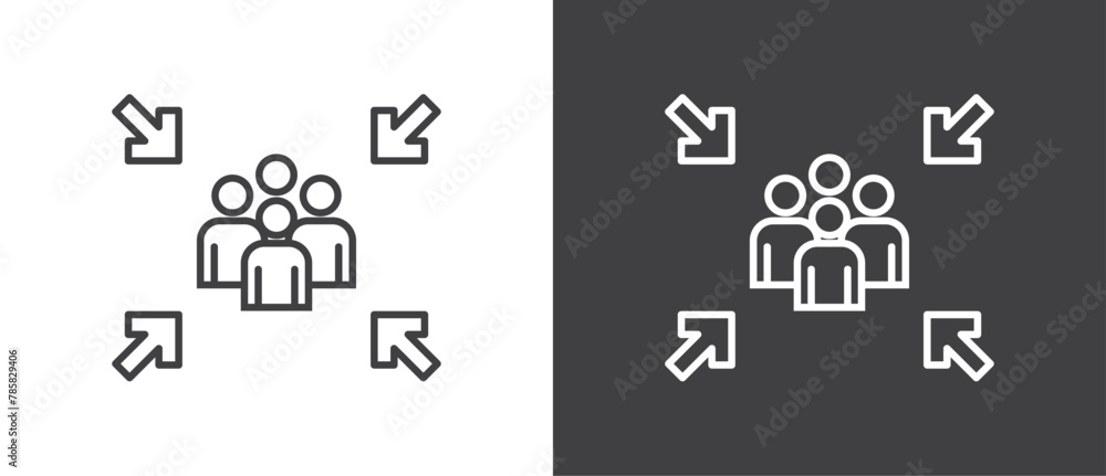 Line icon of Assembly point sign. gathering point signboard, Assembly point icon, emergency evacuation icon symbol, assembly sign vector illustration in black and white background. Line icon of Assembly point sign. gathering point signboard, Assembly point icon, emergency evacuation icon symbol, assembly sign vector illustration in black and white background.