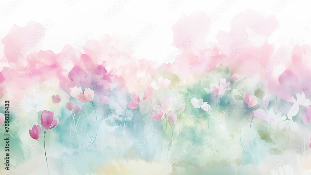 Watercolor style flower garden illustration