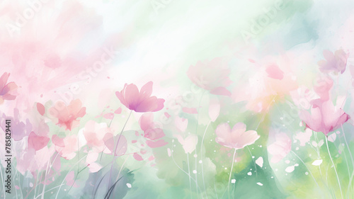 Watercolor style flower garden illustration © kamonobubu