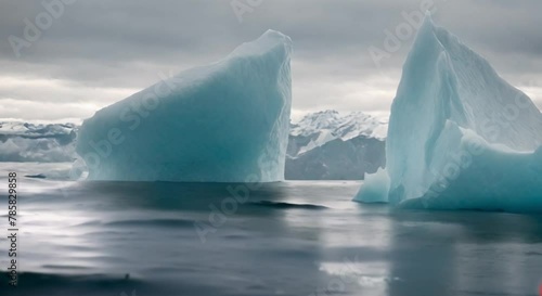 3D view of giant ice floes at the North Pole photo