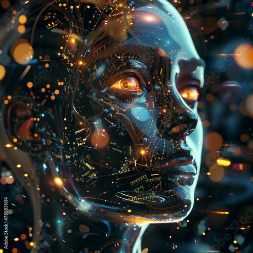 Futuristic image of AI  Humanoid robot