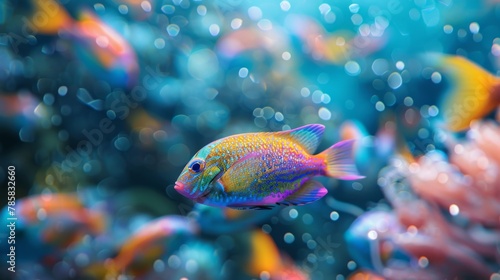 Digital Aquarium: Virtual Fish Displaying Real-Time Ocean Pollution Data © Exnoi