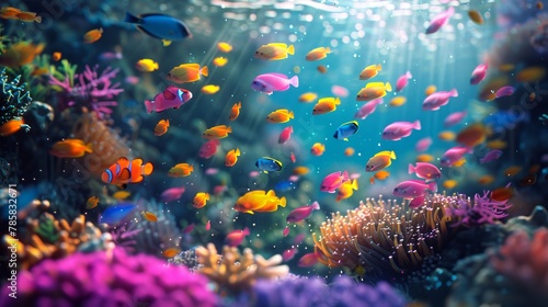 Digital Aquarium: Virtual Fish Displaying Real-Time Ocean Pollution Data © Exnoi