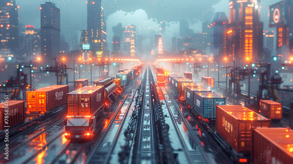traffic at night,
 Transportation trading business concept