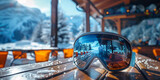 Ski Goggles on Snow Winter Sports Gear, generative ai