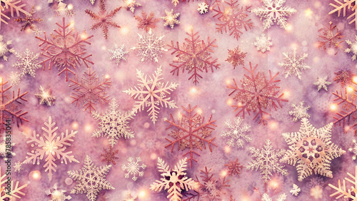 Seemless pattern pink snowflakes illustration