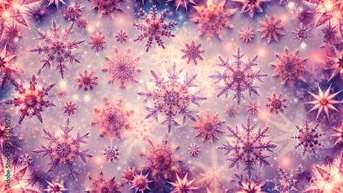 Seemless pattern pink snowflakes illustration