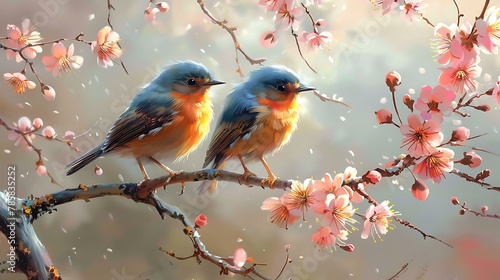 "Colorful Bird in Cherry Blossoms: Vibrant Songbird Photography" © DesignViralHub