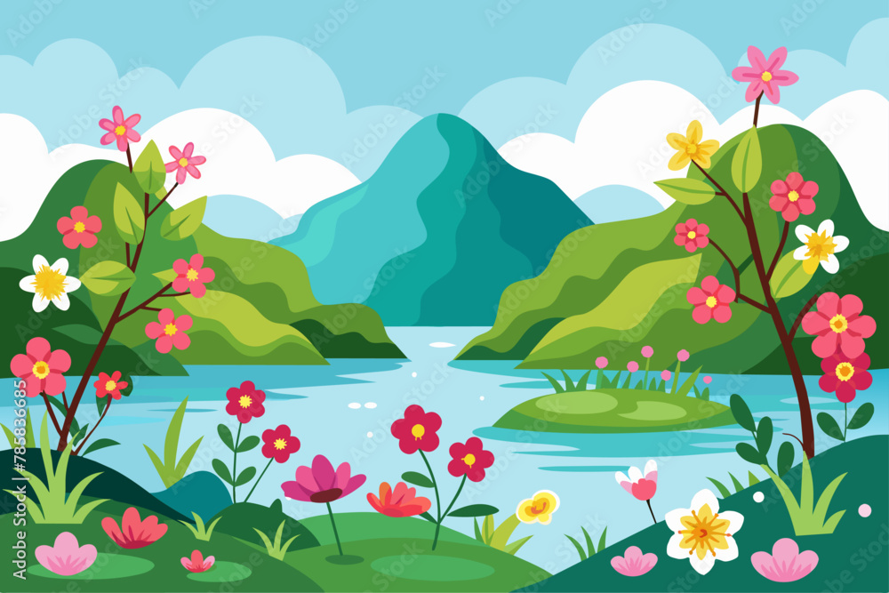 Charming views with flowers bloom beautifully on a white background. Charming views with flowers bloom beautifully on a white background.