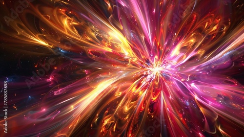 Lightinfused fractal explosion, abstract art, cosmic energy, radiant burst , 8k photo