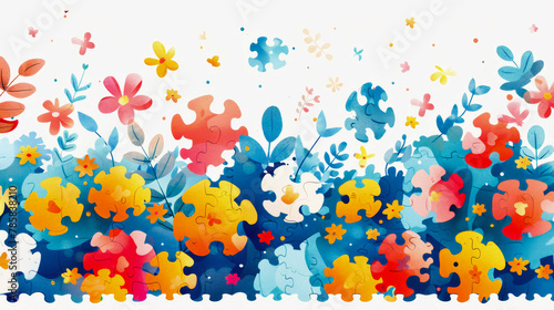 World autism awareness day. Colorful puzzles vector background. autism Symbol, abstract illustration