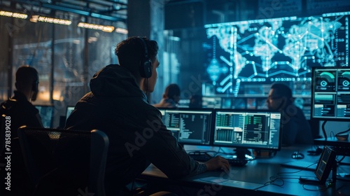 An emergency cybersecurity response team activating protocols against a cyberattack