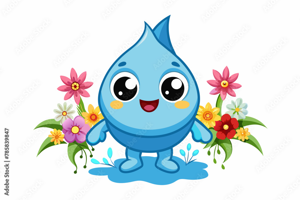 Waters cartoon charming with flowers on a white background. Waters cartoon charming with flowers on a white background.