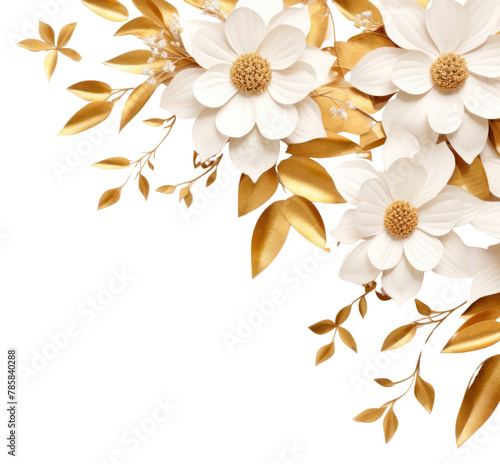 PNG Gold flower floral border backgrounds pattern petal