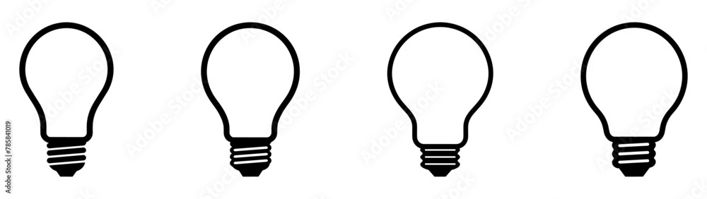 Bulb lamp icons set. Editable stroke. Bulb lamp icons set. Editable stroke.