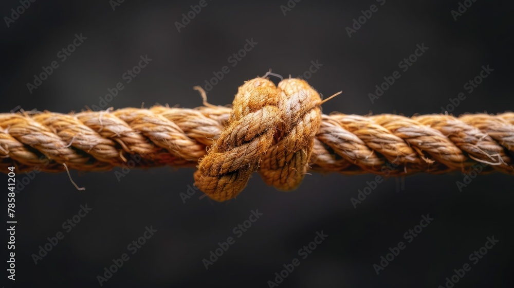 Frayed rope close to snapping, symbolizing tension