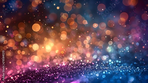 Beautiful glitter background, glowing light effects, bokeh effect, blurred background, soft tones, and a sense of dreaminess. photo