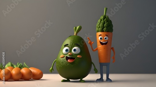 3D illustration wallpaper of exercise avocado boy, the character design of healthy.generative.ai