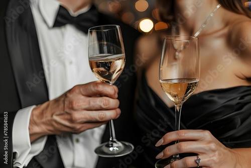 glamorous couple toasting with champagne glasses at elegant gala event lifestyle photography © Lucija