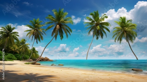 beach with palm trees © Malik