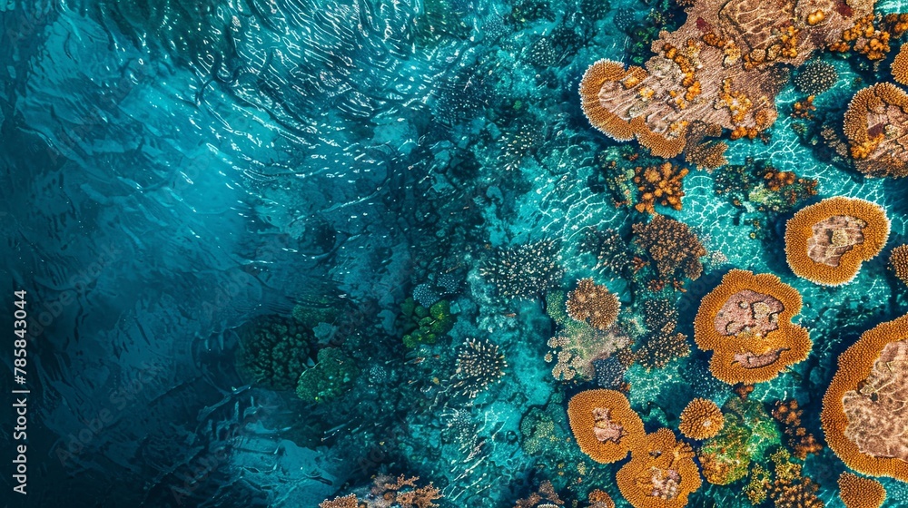 Fototapeta premium Exploration of Vibrant Coral Reefs Revealing Intricate Patterns and Shapes AI Image