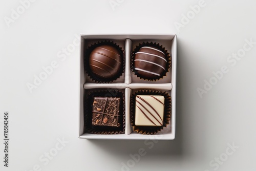 Chocolate box with single pieces of chocolate