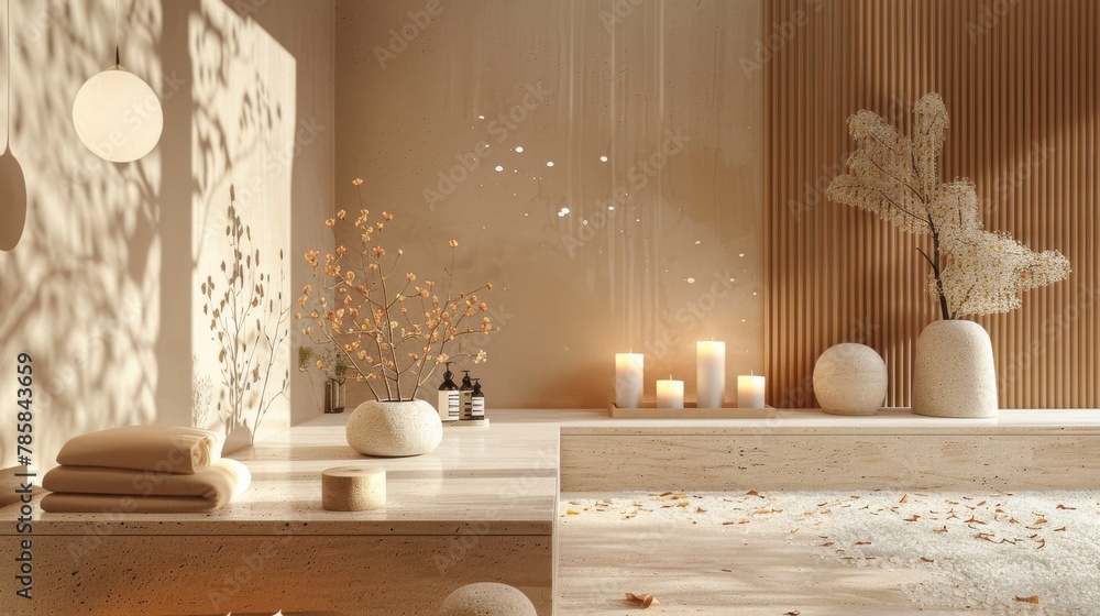 Title: Minimalist Luxury Spa Branding Package with Soft Tones and Simple Lines