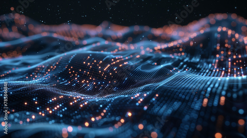 Abstract digital background, data transfer in cyberspace, futuristic technology concept.