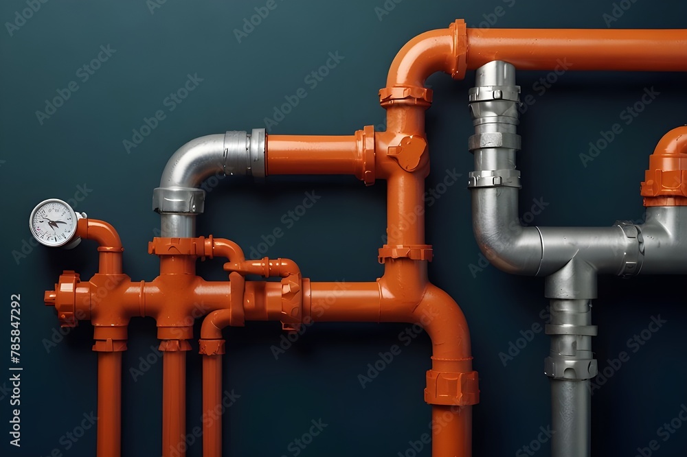 Plumbing concept with water pipes on solid background with copy space
Plumbing concept with water pipes on solid background with copy space